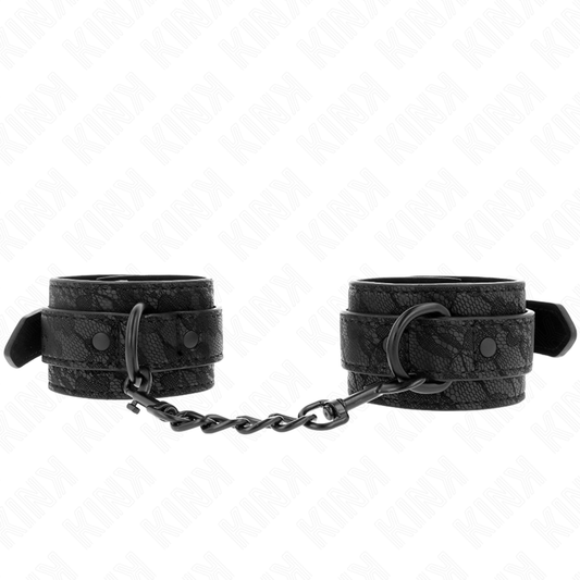 KINK - ADJUSTABLE DARK LACE COVERED CUFFS BLACK 19-26 CM