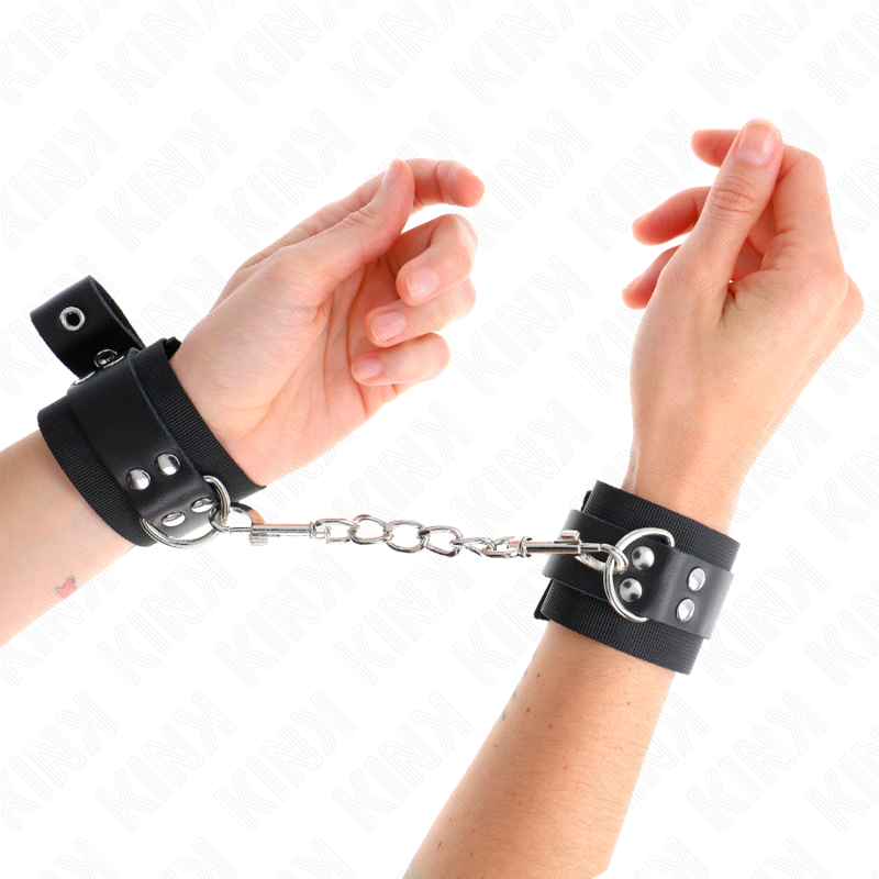 KINK - SCHWARZE NYLON-ARMBÄNDER MIT VERSTELLBAREM SCHWARZEN LEDERGÜRTEL 19-29 CM X 5,1 CM