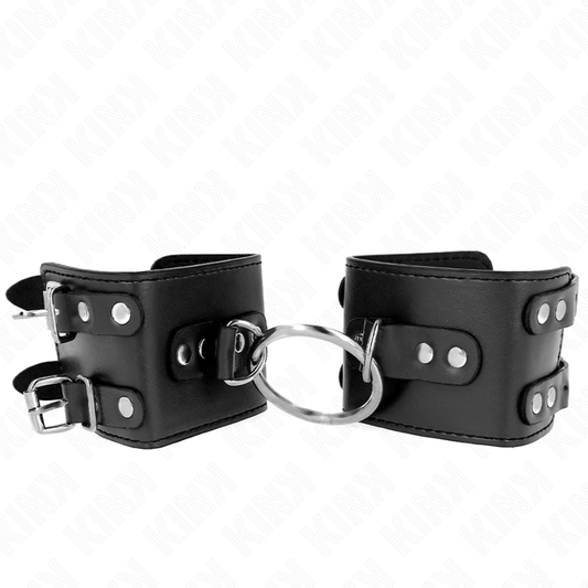 KINK - FIXED CUFFS WITH RING AND ADJUSTABLE BLACK BRACES 17-22 CM X 6.5 CM