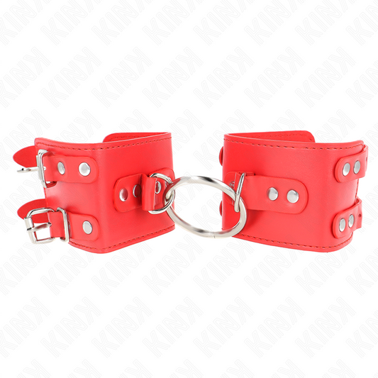 KINK - FESTES HANDGELENK MIT RING UND VERSTELLBAREN NIETEN ROT 17-22 CM X 6,5 CM