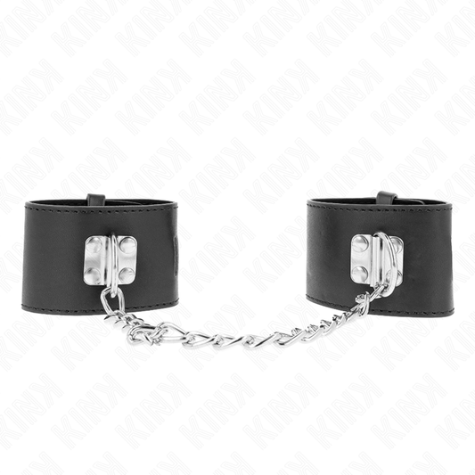 KINK - FIXED CUFFS WITH 30 CM CHAIN ​​AND ADJUSTABLE BLACK PADLOCK CLOSURE 16-23 CM X 5.5 CM