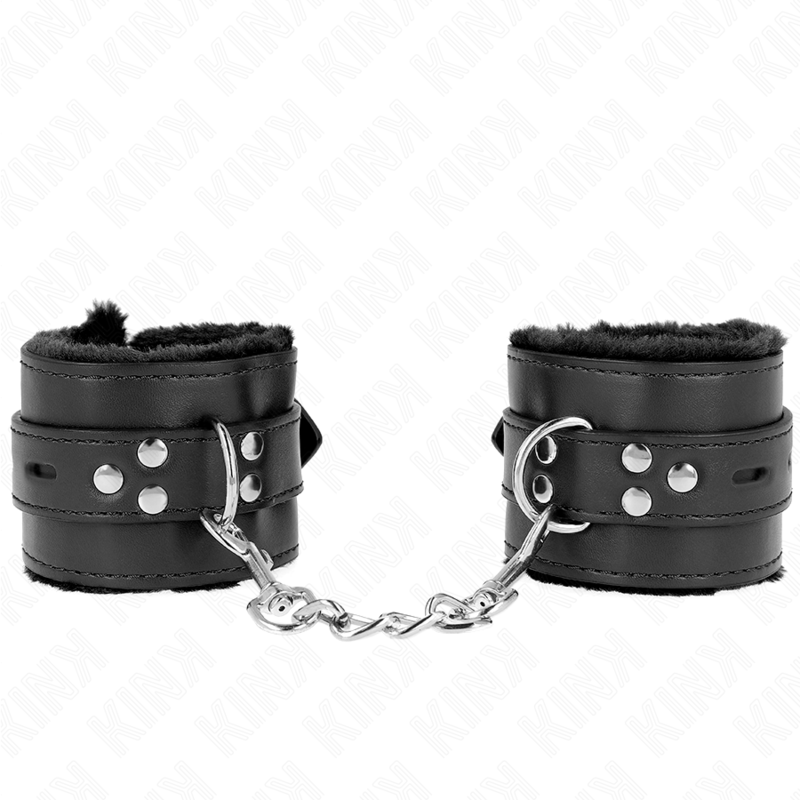 KINK - SCHWARZES HANDGELENK MIT QUADRATISCHEN LÖCHERN UND LEDERFUTTER MIT VERSTELLBAREM SCHWARZEN GÜRTEL 17-29 CM X 6 CM