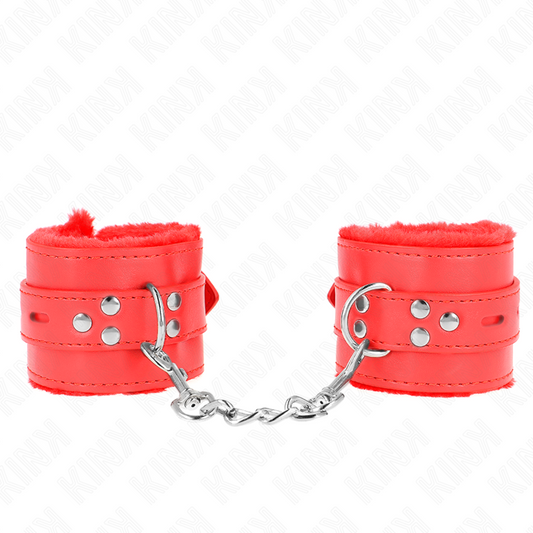 KINK - RED SQUARE HOLES LEATHER LINING WRIST WITH ADJUSTABLE RED BELT 17-29 CM X 6 CM