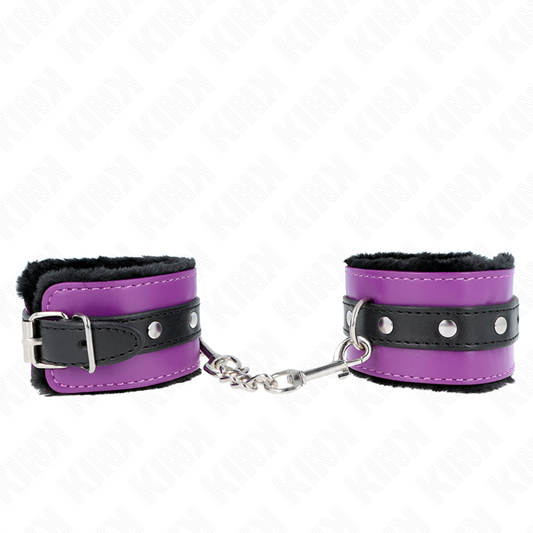 KINK - PREMIUM-ARMBAND MIT SCHWARZEM LEDERFUTTER UND VERSTELLBAREM LILA/SCHWARZEN GÜRTEL 17-29 CM X 6 CM