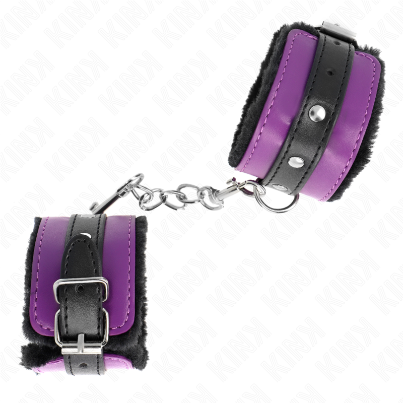 KINK - PULSO PREMIUM FORRO DE PELE PRETO COM CINTO ROXO / PRETO AJUSTÁVEL 17-29 CM X 6 CM