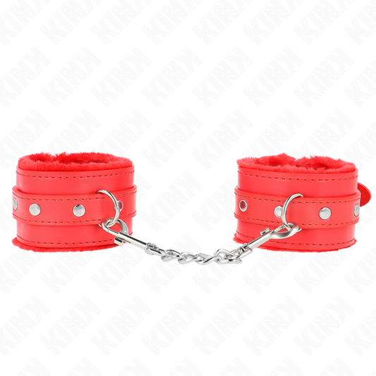 KINK - PREMIUM ROTES LEDERFUTTER HANDGELENK MIT VERSTELLBAREM ROTEN GÜRTEL 17-29 CM X 6 CM