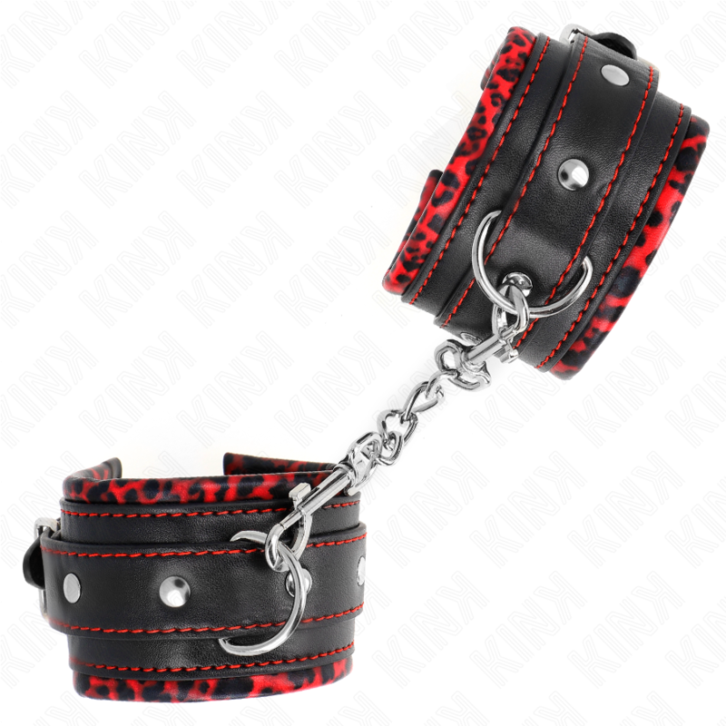 KINK - PULSO FORRO DE PELE VERMELHO / PRETO AJUSTÁVEL 17-29 CM X 6 CM