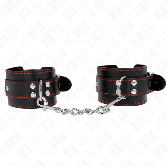 KINK - BLACK CUFFS WITH RED LINING ADJUSTABLE 20-28 CM X 5.5 CM