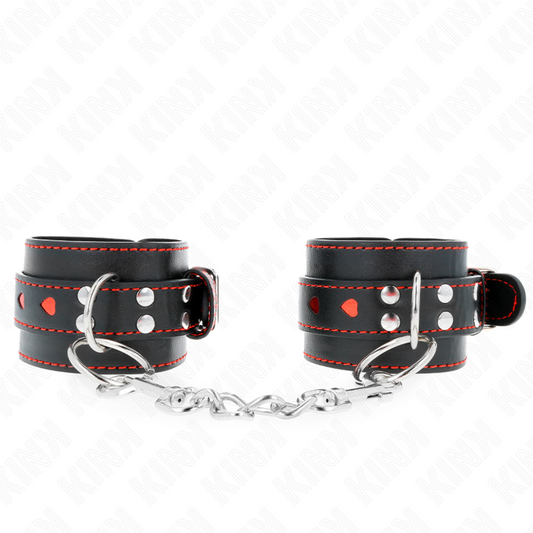 KINK - PULSO PRETO COM INSERÇÃO DE CORAÇÃO VERMELHO AJUSTÁVEL 21-28 CM X 5,5 CM