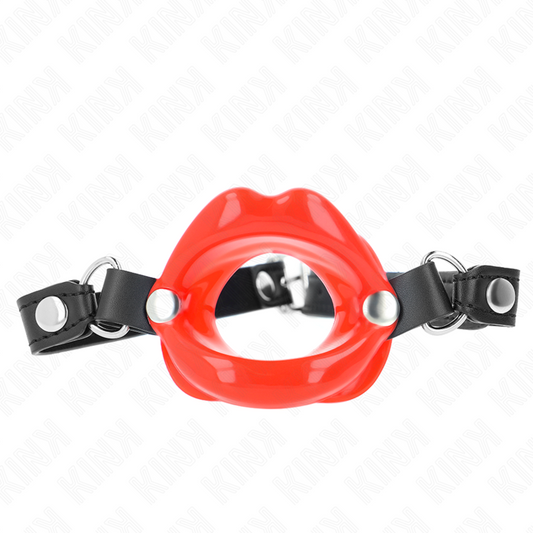 KINK - LIP GAG 8 CM WITH RED LEATHER STRAP 63 x 2 CM ADJUSTABLE 39-58 CM