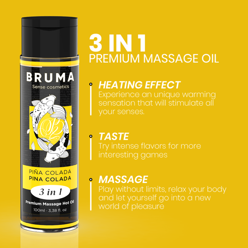 BRUMA - PREMIUM MASSAGEÖL MIT WÄRMEFFEKT UND PINA COLADA GESCHMACK 3 IN 1 - 100 ML