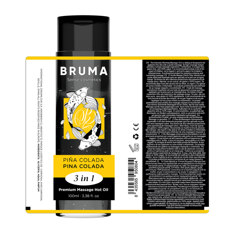 BRUMA - PREMIUM MASSAGEÖL MIT WÄRMEFFEKT UND PINA COLADA GESCHMACK 3 IN 1 - 100 ML