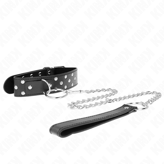 KINK - RING RIVET STRAP NECKLACE WITH BELT 65CM BLACK ADJUSTABLE 36-50CM X 3.8CM