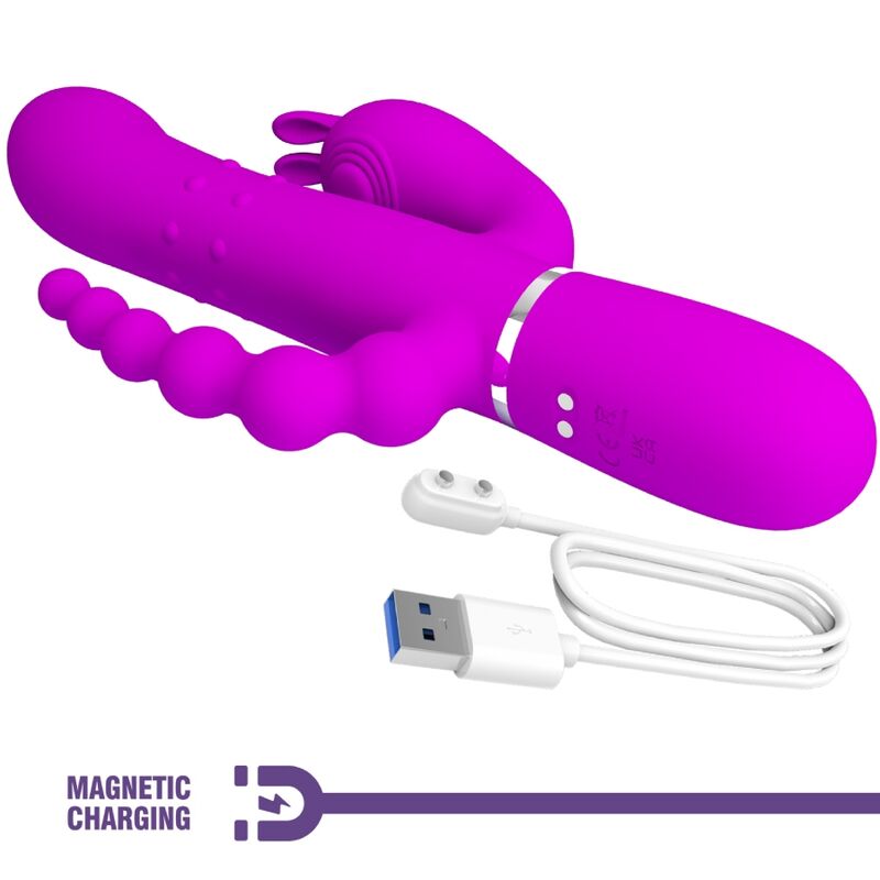 PRETTY LOVE - CAMMY VIBRADOR TRIPLO MULTIFUNCIONAL 4 EM 1 ROSA