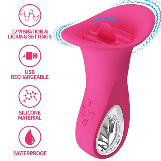 PRETTY LOVE - CLYDE VIBRADOR ORAL LÍNGUA VIBRANTE 12 VIBRAÇÕES ROSA