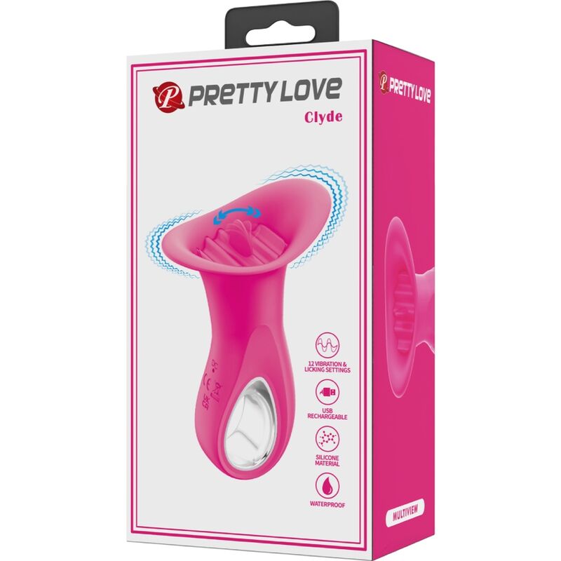 PRETTY LOVE - CLYDE VIBRADOR ORAL LÍNGUA VIBRANTE 12 VIBRAÇÕES ROSA