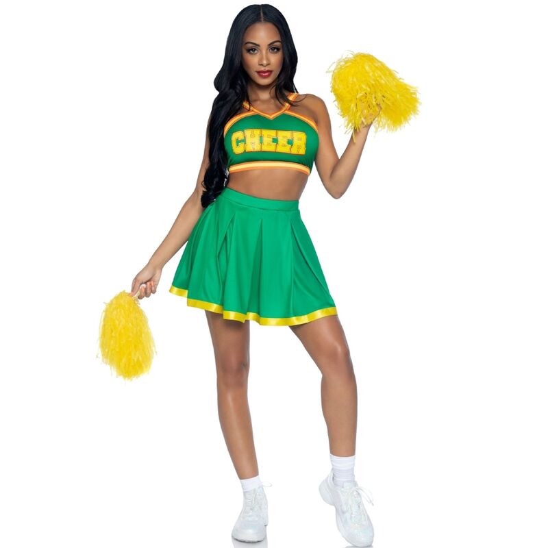 LEG AVENUE - GREEN CHEERLEADER COSTUME M/L