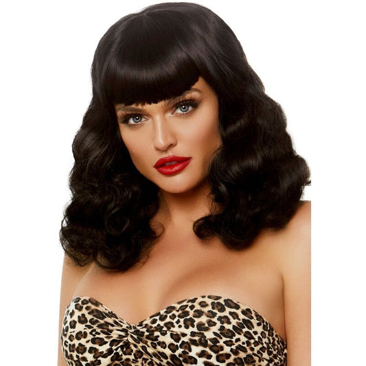 LEG AVENUE - RETRO CURLY WIG WITH LUMINISCENT BLACK FRINGES