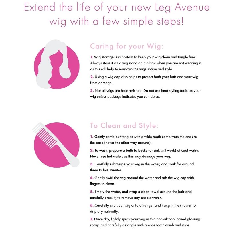 LEG AVENUE – Lange, glatte, rosa Perücke mit Pony