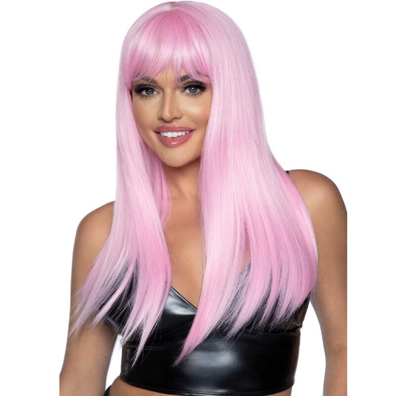 LEG AVENUE - LONG STRAIGHT BANG PINK WIG