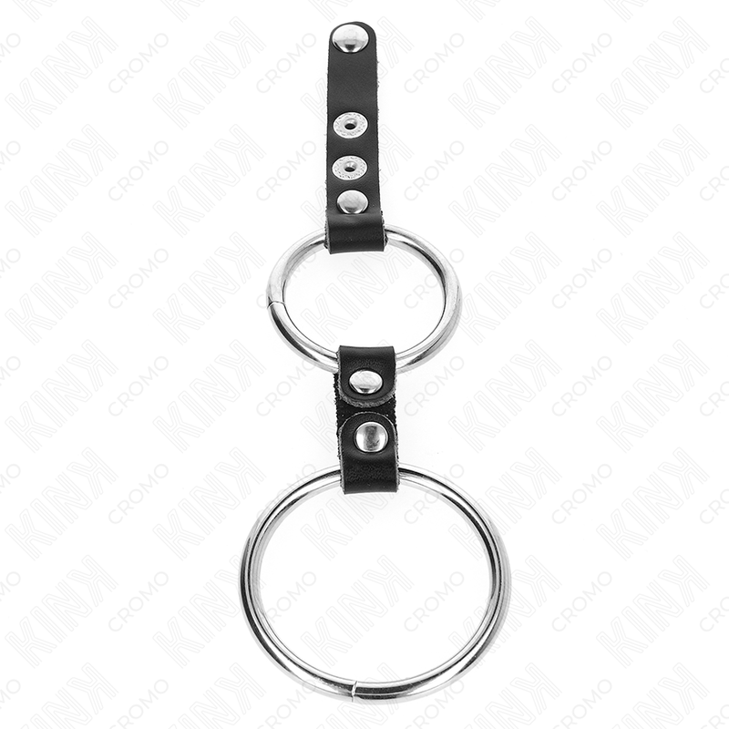 KINK - ANEL DUPLO PARA PÊNIS DE 3,8 CM A 5 CM CONECTADO POR COURO