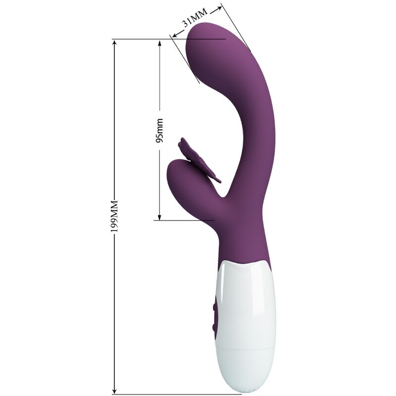 PRETTY LOVE - BUTTERFLY KISS VIBRADOR DE COELHO E ESTIMULADOR DE PONTO G ROXO