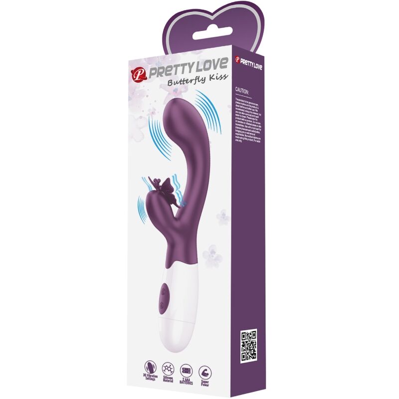 PRETTY LOVE - BUTTERFLY KISS VIBRADOR DE COELHO E ESTIMULADOR DE PONTO G ROXO