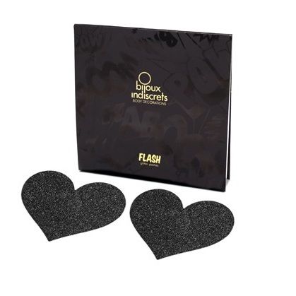 BIJOUX - INDISCRETS FLASH BLACK HEART NIPPLE CUTS