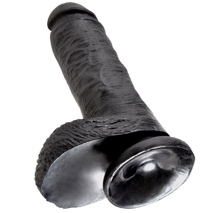 KING COCK - 8 DILDO PRETO COM BOLAS 20.3 CM