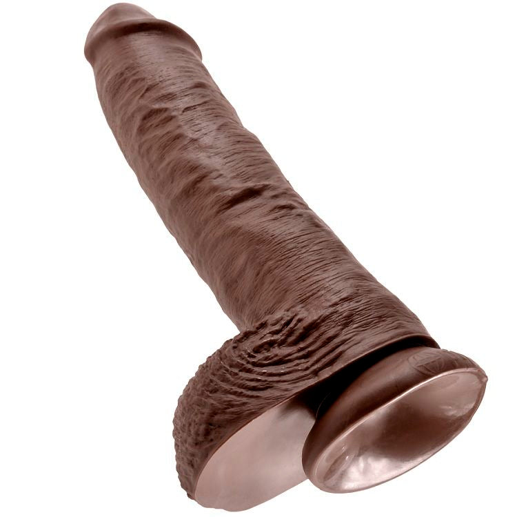 KING COCK - 10 DILDO CASTANHO COM BOLAS 25.4 CM