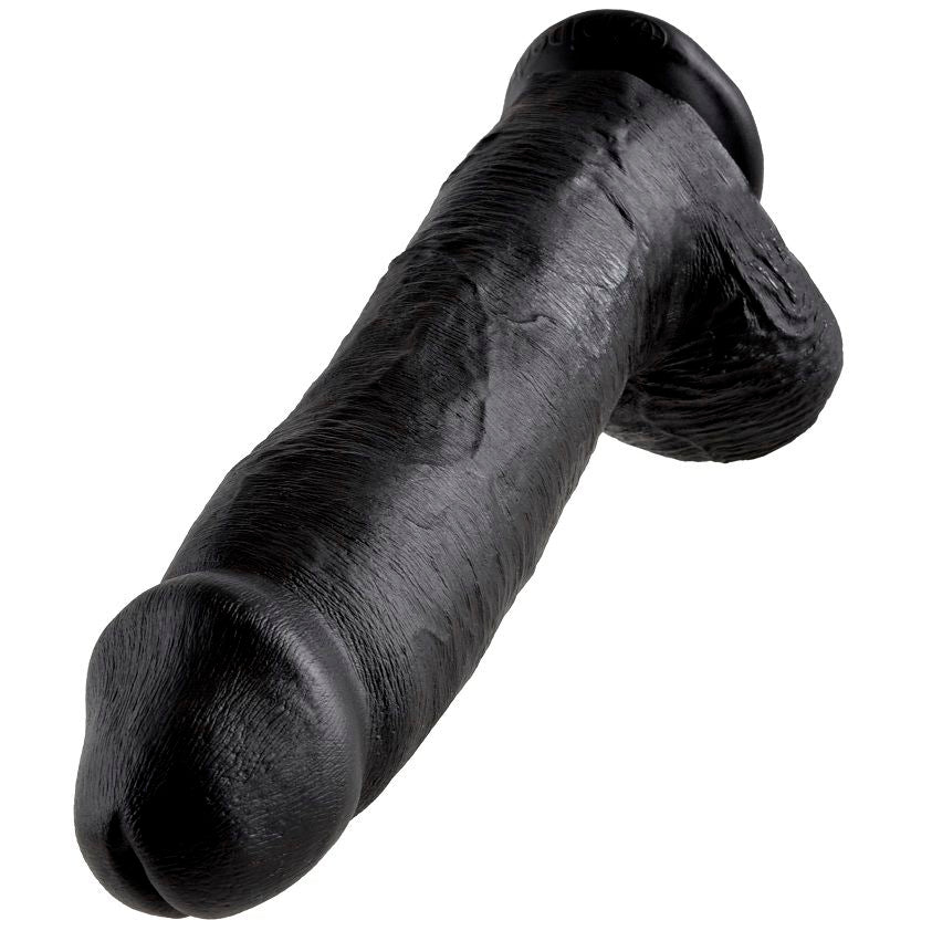 KING COCK - 12 DILDO PRETO COM BOLAS 30.48 CM