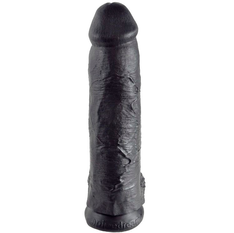 KING COCK - 12 DILDO PRETO COM BOLAS 30.48 CM