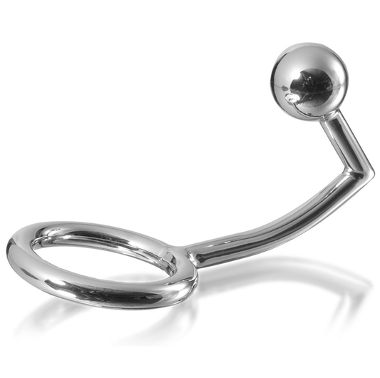 METAL HARD - COCK RING WITH ANAL HOOK INTRUDER 40MM