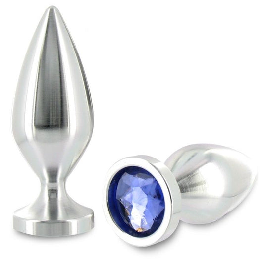 HARD METAL - ALIMINUM ANAL PLUG LARGE CRYSTAL COLOR 10.16CM