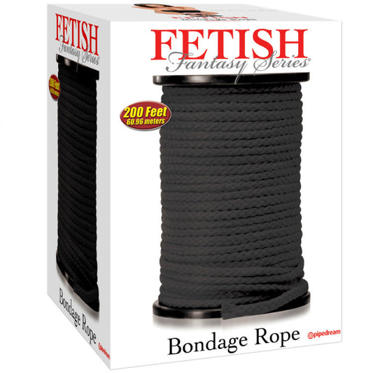 FETISH FANTASY SERIES - BLACK BONDAGE ROPE 60.96 METERS