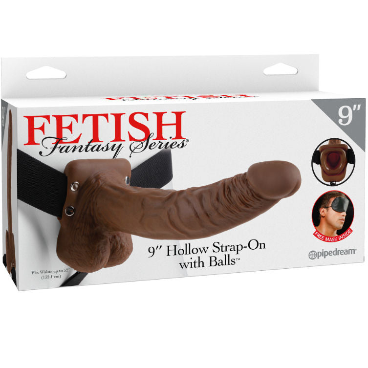 FETISH FANTASY SERIES - 9 HOHL STRAP-ON MIT 22,9 CM KUGELN BRAUN