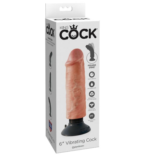 KING COCK - VIBRADOR DILDO 15.24 CM NATURAL