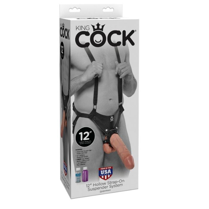 KING COCK - SISTEMA DE SUSPENSÃO 30,5 CM HOLLOW STRAP-ON - CARNE