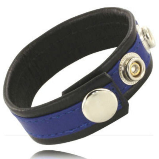 LEATHER BODY - ROOSTER AND BALL STRAP WITH BUSHES - BLACK AND BLUE