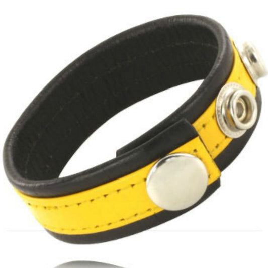 LEATHER BODY - ROOSTER AND LEATHER BALL STRAP WITH BUSHES - BLACK AND YELLOW