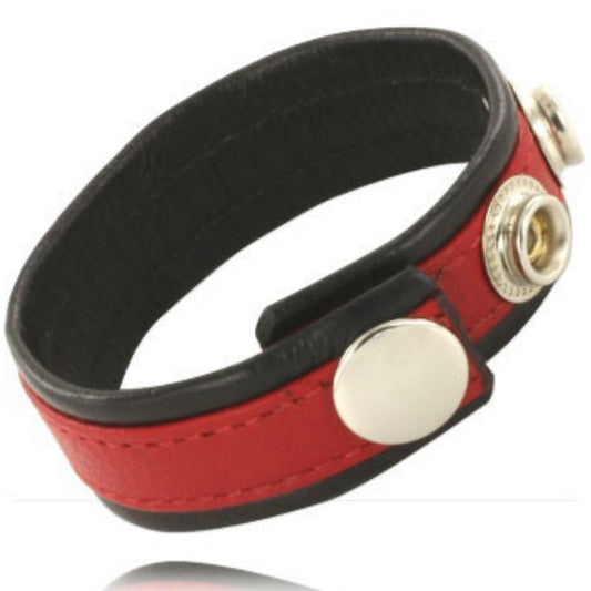 LEATHER BODY - ROOSTER AND BALL STRAP WITH LEATHER BUSHES - BLACK AND RED