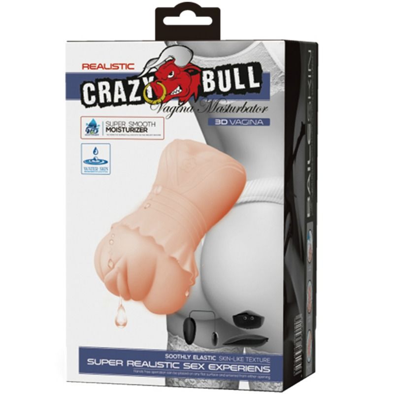 CRAZY BULL - MASTURBADOR DE VAGINA DE PELE DE GUA COM BALAS VIBRANTES