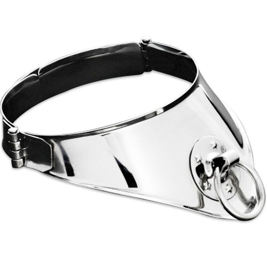 HARD METAL - RETAINING COLLAR WITH RING AND PADLOCK 12.5 CM