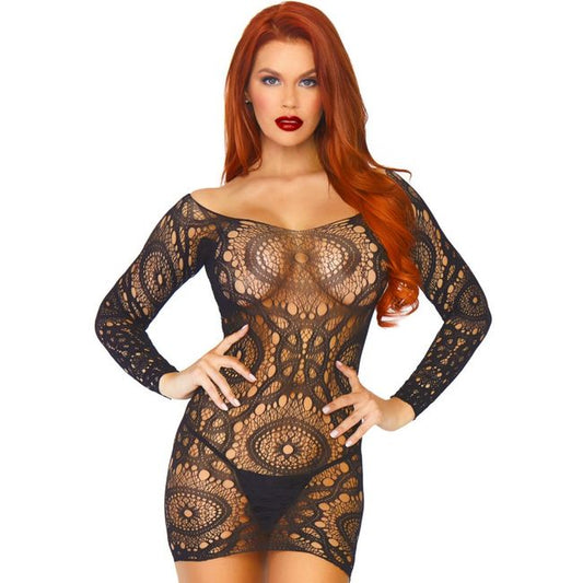 LEG AVENUE - LONG SLEEVED LACE MINI DRESS ONE SIZE