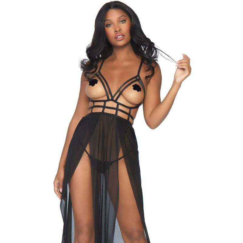 LEG AVENUE - VESTIDO MAXI CAGE E TANGA S/M