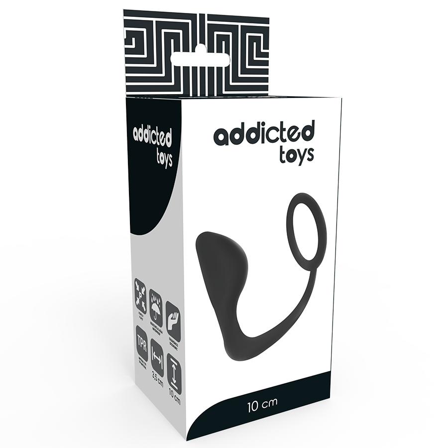 ADDICTED TOYS - BLACK ANAL PLUG WITH COCK RING