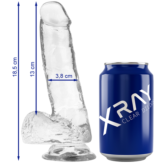 X RAY - TRANSPARENT DILDO WITH BALLS 18.5 CM -O- 3.8 CM