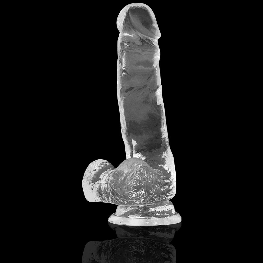 X RAY - TRANSPARENT DILDO WITH BALLS 18.5 CM -O- 3.8 CM