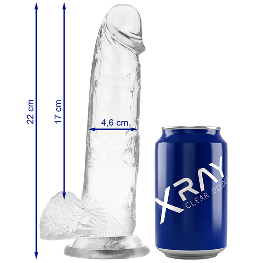 X RAY - TRANSPARENT DILDO WITH BALLS 22 CM -O- 4.6 CM