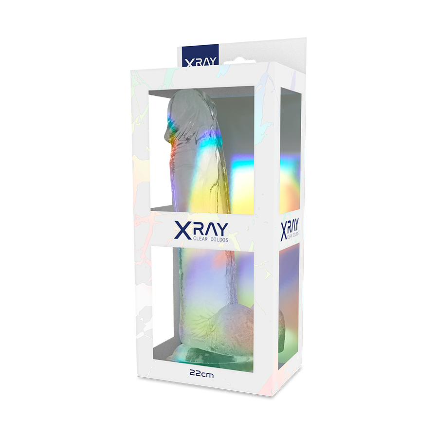 X RAY - TRANSPARENT DILDO WITH BALLS 22 CM -O- 4.6 CM